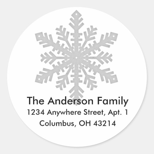 スノーフレークD2差出人住所ラベル ラウンドシール (正面)
