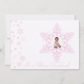 スノーフレークOnederland 1stバースデーピンク 招待状 (正面)