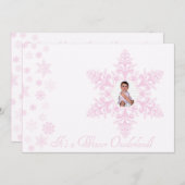 スノーフレークOnederland 1stバースデーピンク 招待状 (正面/裏面)