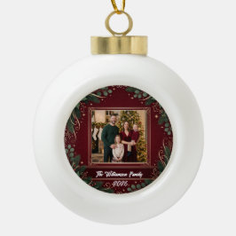 スノーフレームの家族写真 クリスマスの陶器 セラミックボールオーナメント