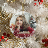 スノーフレームミニマル2枚フォト名前をカスタムするスクリプト セラミックオーナメント