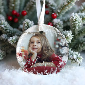 スノーフレームミニマル2枚フォト名前をカスタムするスクリプト セラミックオーナメント