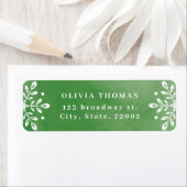 スノーフレー葉クのグリーンクリスマス差出人住所 ラベル (インサイチュ)