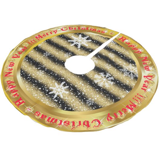 スノーフレ人気があるーク金ゴールドグリッターブラック ブラッシュドポリエステルツリースカート (アングル)