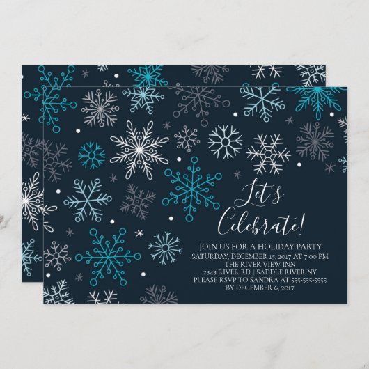 スノーフレ祝ークスホリデーパーティ招待状 招待状 (正面/裏面)