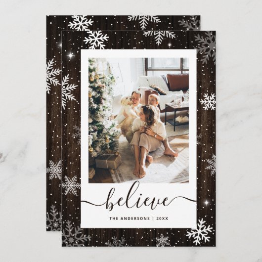 スノーフレ素朴ークの木の写信じ真 シーズンカード (正面/裏面)