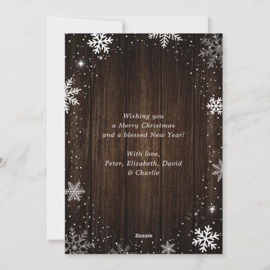 スノーフレ素朴ークの木の写信じ真 シーズンカード (裏面)