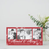 スノーフレ結婚したークとメリー3-Photoホリデーカード シーズンカード (スタンド正面)