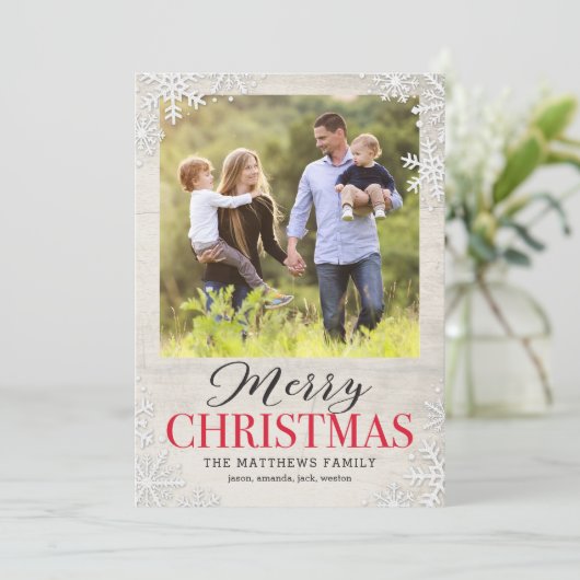 スノーフ素朴レークスクリスマスホリデーフォトカード シーズンカード (スタンド正面)