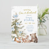 スノーブルーウィンターオネダーランドファースト誕生日 招待状 (スタンド正面)