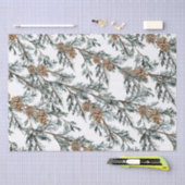 スノーブルージュニパーツリーブランチ&コーン 薄葉紙 (クラフト)