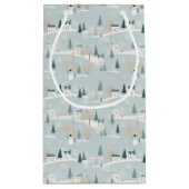 スノーブルーミニマリストクリスマスビレッジ スモールペーパーバッグ (裏面)