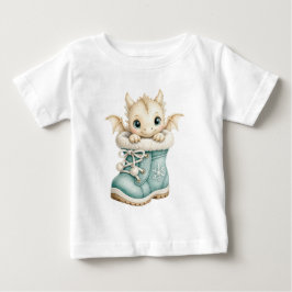 スノーブーツを履いたかわいい冬の赤ちゃんドラゴン キッズ ベビーTシャツ