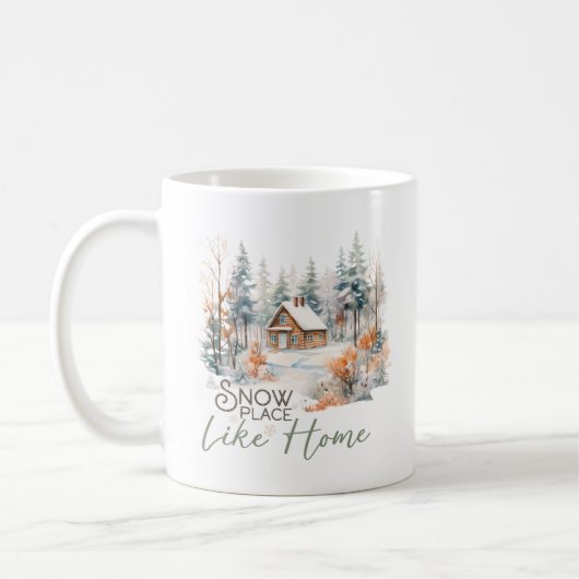 スノープレイスホームマウンテンキャビンクリスマス コーヒーマグカップ (左)