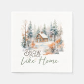 スノープレイスホームマウンテンキャビンクリスマス スタンダードカクテルナプキン (正面)