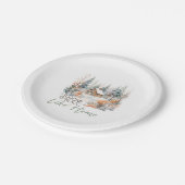 スノープレイスホームマウンテンキャビンクリスマス ペーパープレート (アングル)