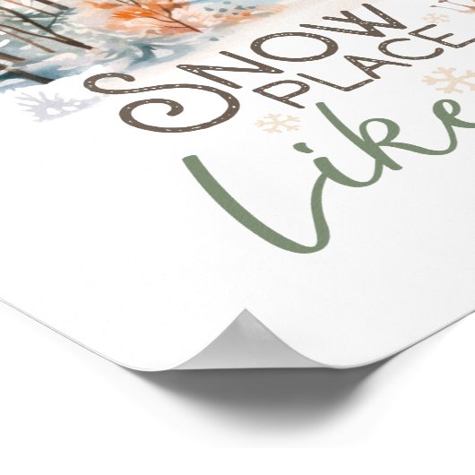 スノープレイスホームマウンテンキャビンクリスマス ポスター (角)