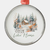 スノープレイスホームマウンテンキャビンクリスマス メタルオーナメント (正面)