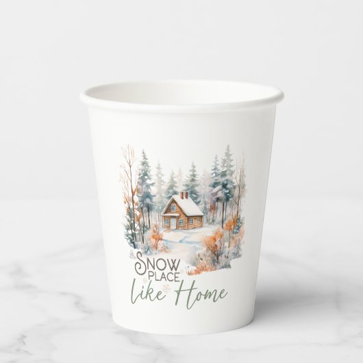 スノープレイスホームマウンテンキャビンクリスマス 紙コップ (裏面)