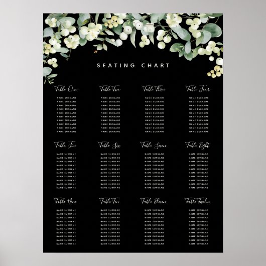 スノーベリークリスマスホリデーパーティーのシーティングチャート ポスター (正面)