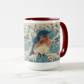 スノーベリーブルーバードキャンドル マグカップ (正面右)