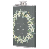 スノーベリー&ユーカリパーソナライズされたリース結婚ズ フラスク (左)