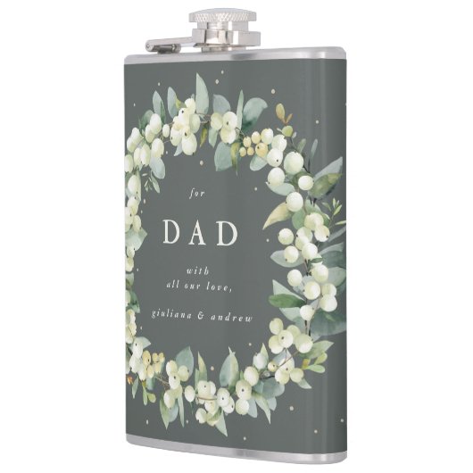 スノーベリー&ユーカリパーソナライズされたリース結婚ズ フラスク (左)