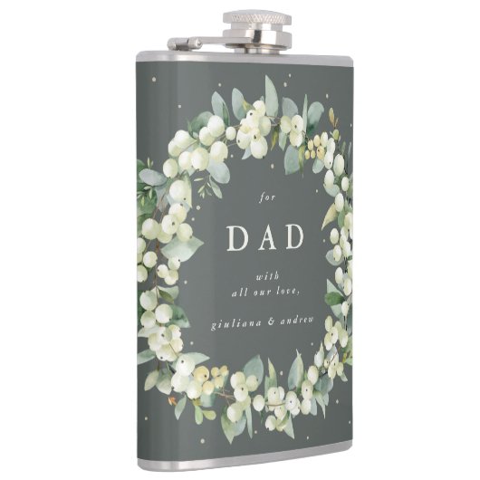 スノーベリー&ユーカリパーソナライズされたリース結婚ズ フラスク (右)