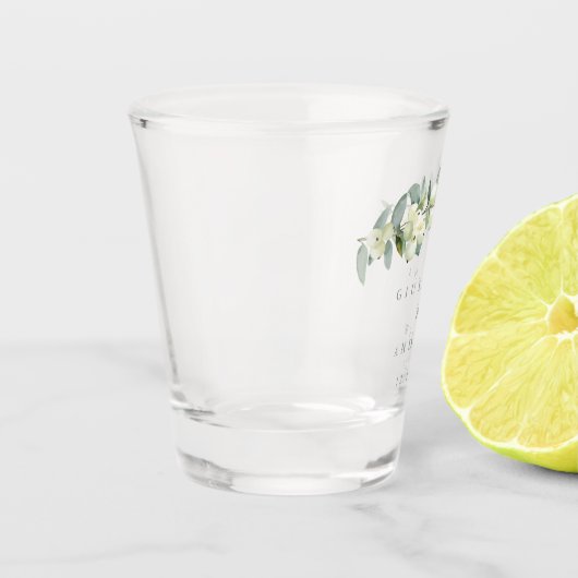 スノーベリー&ユーカリパーソナライズされた結婚ズ ショットグラス (左)