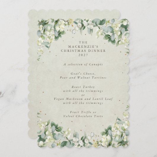 スノーベリー+ユーカリプスクリスマスディナー4コース メニュー (正面/裏面)