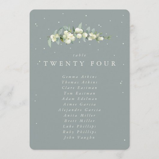 スノーベリー+ユーカリプタステーブル番号座席カード (正面)