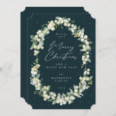 スノーベリー+ユーカリプタス植物体のクリスマス シーズンカード (正面/裏面)