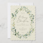 スノーベリー+ユーカリプタス植物体のクリスマス シーズンカード (正面)