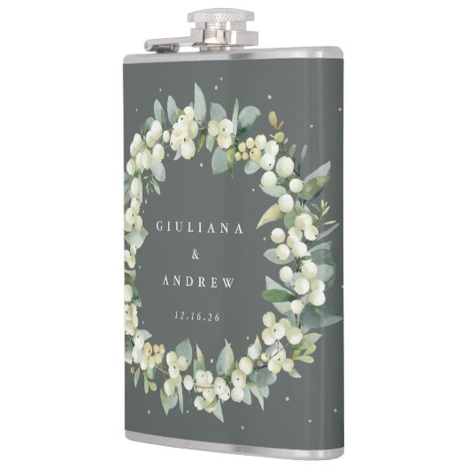 スノーベリー&ユーカリ ウェディング リング 誕生 フラスク (左)