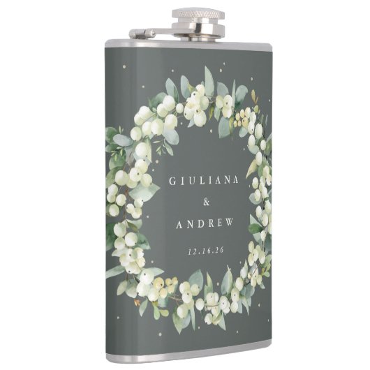 スノーベリー&ユーカリ ウェディング リング 誕生 フラスク (右)