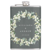 スノーベリー&ユーカリ ウェディング リング 誕生 フラスク (正面)