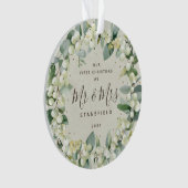 スノーベリー – 私たちの初めてのクリスマスミスター&ミセス写真 オーナメント (正面)