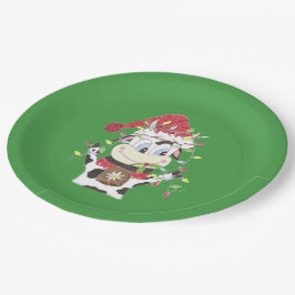 スノーベルとクリスマスは緑の紙プレート ペーパープレート
