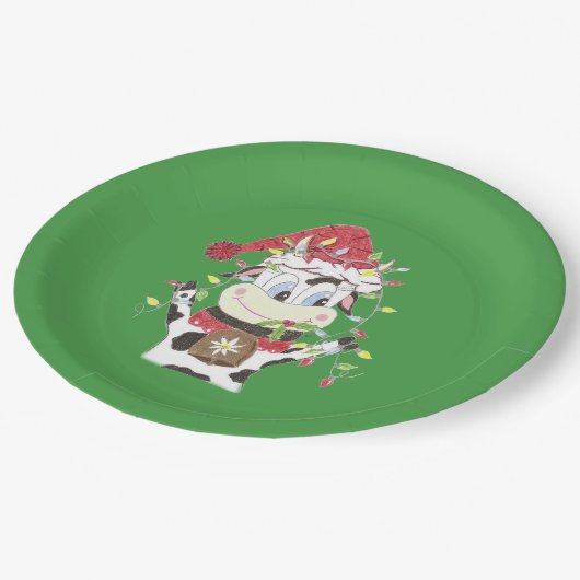 スノーベルとクリスマスは緑の紙プレート ペーパープレート (アングル)