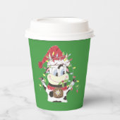 スノーベル牛とクリスマスライトの緑の紙コップ 紙コップ (正面)