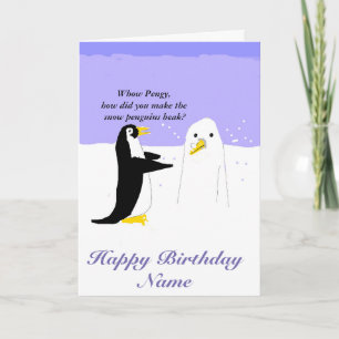 スノーペンギンカスタマイズ誕生日カード カード