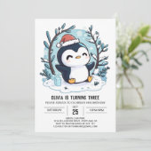 スノーペンギン魅力的デジタル誕生日 招待状 (スタンド正面)