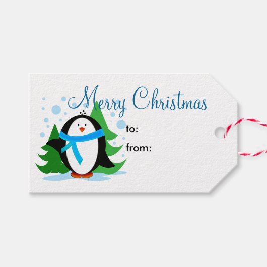 スノーペンギン メリークリスマス ギフトタグ (正面(横))