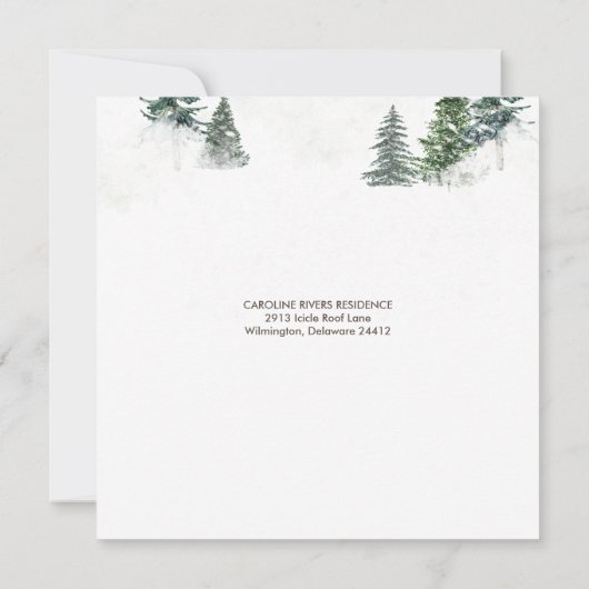 スノーホットチョコレートベビー寒いアウトサイドスクエア 招待状 (裏面)