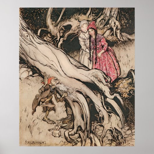 スノーホワイトとバラレッドby Arthur Rackham ポスター (正面)