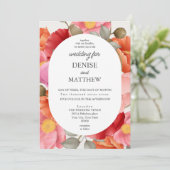 スノーホワイトの背景に水彩ポピー 招待状 (スタンド正面)