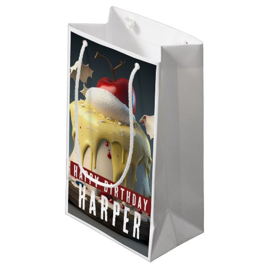 スノーホワイトをテーマにした誕生日 スモールペーパーバッグ (正面アングル)