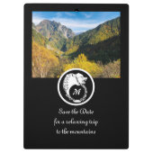 スノーホワイトウルフシルエットローレルモノグラム写真 クリップボード (裏面)