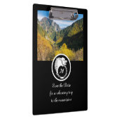 スノーホワイトウルフシルエットローレルモノグラム写真 クリップボード (右)