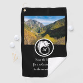 スノーホワイトウルフシルエットローレルモノグラム写真 ゴルフタオル (インサイチュ)